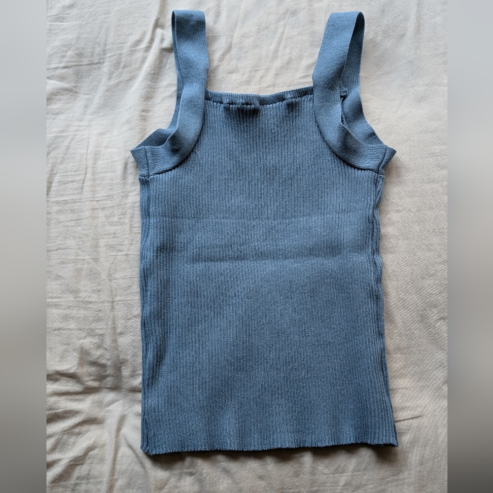 Blue Ribbed Tank Fitted - Picture 2 of 2